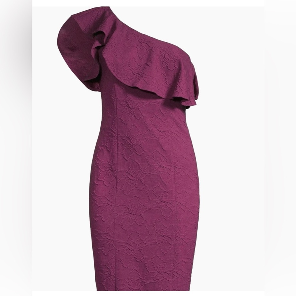 NWT LILLY PULITZER Bordeaux One Shoulder Ruffle Dress Amarena Cherry Size 12 - Picture 3 of 10
